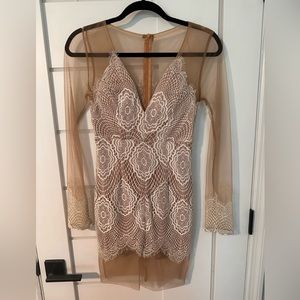 Shareen dress nude sheer and white 8 AU / small